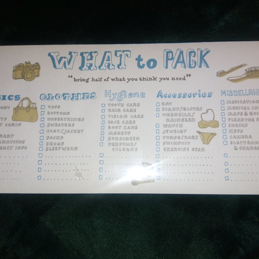 What To Pack Stationery Sheets - Pad of 60 Sheets NEW